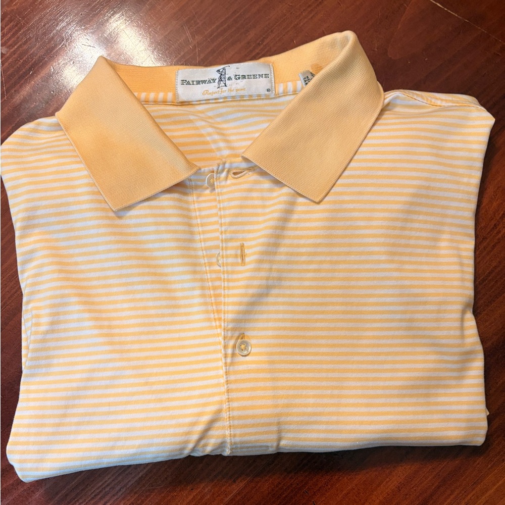 Fairway and Greene Men's Yellow Striped Polo Shirt - Picture 4 of 4
